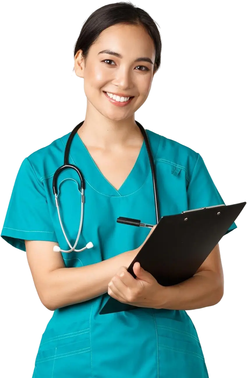 Nurse holding a clipboard and pen